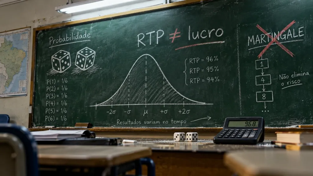 Quadro-negro: RTP não é lucro, Martingale riscado